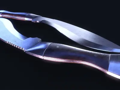 Kukri Knife Low-poly 3D model 2