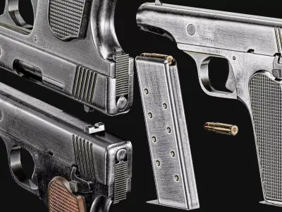 New Nambu M57B Pistol Japanese Low-poly 3D model