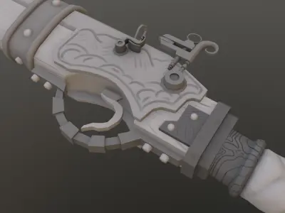 AXE GUN Low-poly 3D model