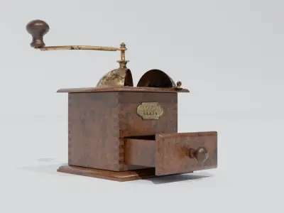 Rigged vintage coffe grinder Low-poly 3D model