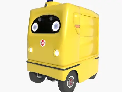 Japanese delivery robot Deliro with downward opening doors 3D model