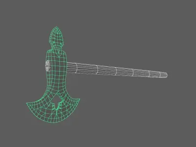 Battle Axe Low-poly 3D model 8
