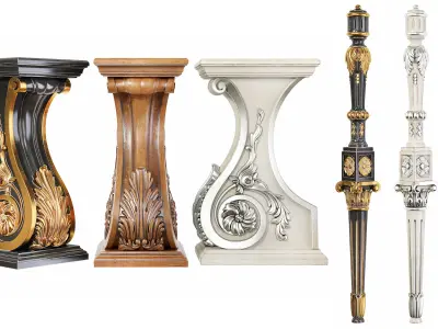 Collection of 30 classic furniture legs  Part 3 3D model