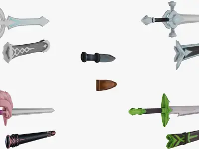 10 Stylized Sword Models Pack 3 - Low Poly Low-poly 3D model