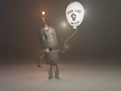 Black Lives Matter Tin Robot Tribute Free low-poly 3D model