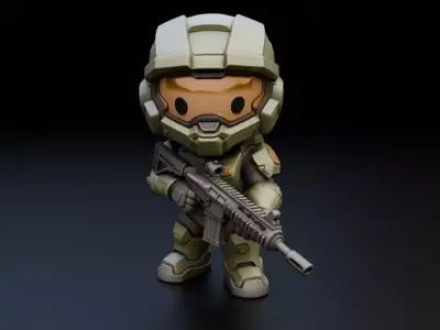Master Chief Chibi Statue - Halo Spartan-117 3D print model