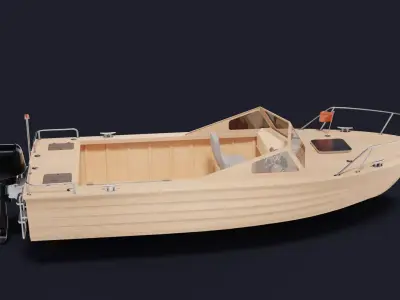 Realistic Fishing Boat Low-poly 3D model