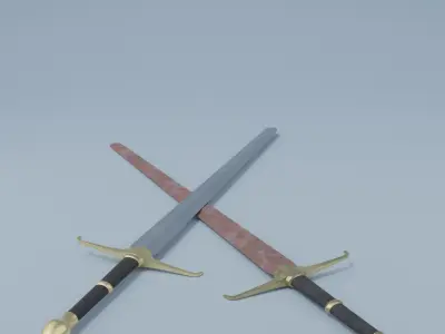 Sword two swords Low-poly 3D model