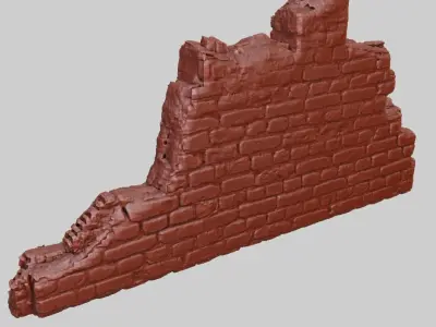brick wall in ruins for diorama 3D model