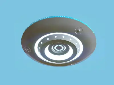 Spaceship UFO B3 - White Blue - Alien SciFi Vehicle Low-poly 3D model