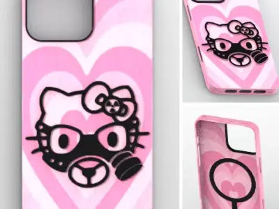Cyber Pink Mask Cat MagSafe Case for iPhone 16 Pro Max 3D print model