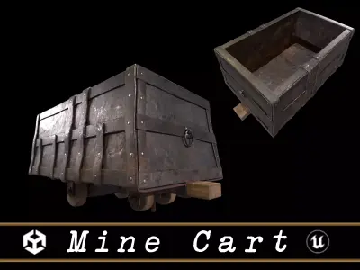 Old Mine Cart Low-poly 3D model