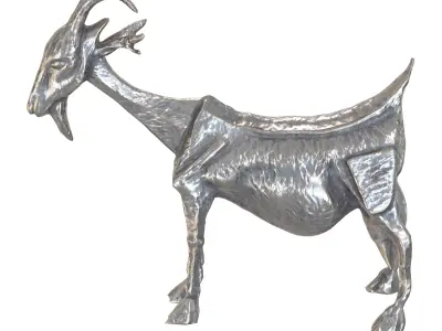 Ancient Goat metal statues Low-poly 3D model