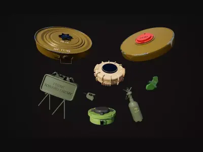 Military explosive mine collection 3D Model Pack