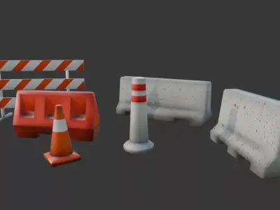 Road Barriers Game-Ready Pack Low-poly 3D model