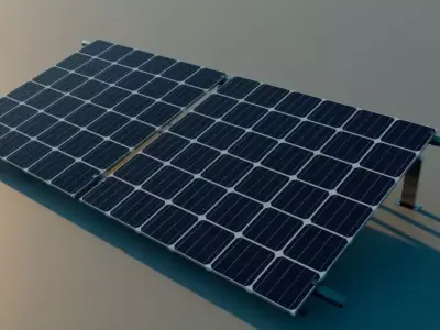 Solar Panel With Rack Low-poly 3D model
