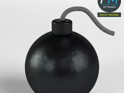 Bomb with fuse 3D model purchase