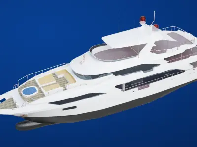 Mega Yacht Low-poly 3D model