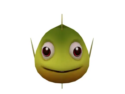 Bluegill Fish Cartoon Animated Low-poly 3D model