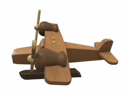 Wooden airplane toy seaplane Free 3D model