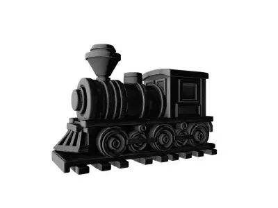 Vintage Old Train Engine 3D Model 3D print model
