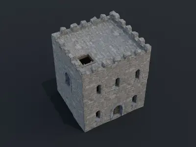 Modular castle old medieval tower kit Low-poly 3D model