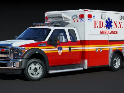 Ambulance EMS FDNY  Low-poly 3D model