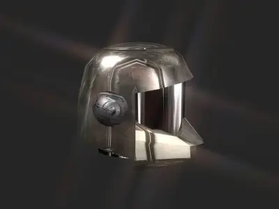 Grey Steel Helmet Low-poly 3D model
