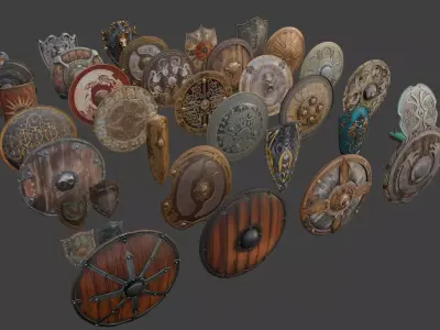 Medieval Fantasy Shields Pack 3D model