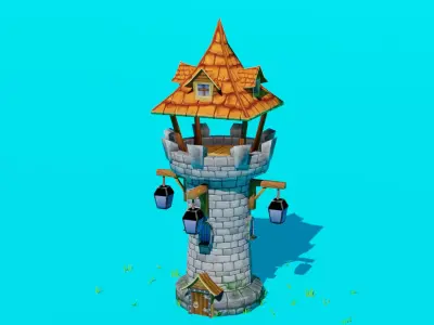 Stone Tower Low-poly 3d model Low-poly 3D model