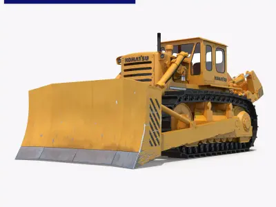Bulldozer Komatsu Rigged 3D model