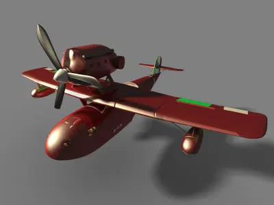 The red pig cartoon planes 3D model
