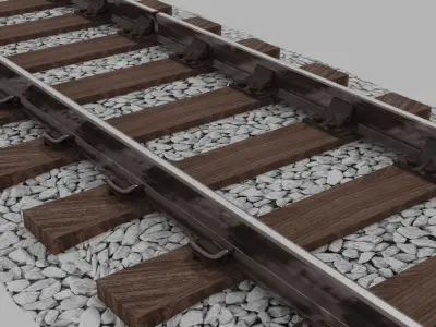 Railway Wooden Sleeper Low-poly 3D model
