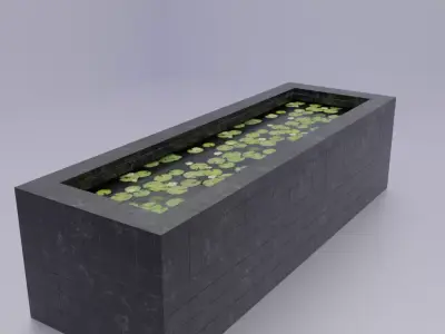Simple garden pond Low-poly 3D model