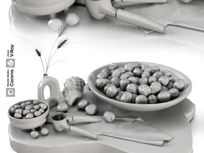 Walnut and Hazelnut Plate 3D model