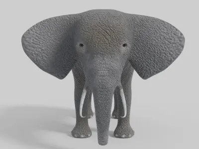 3D Elephant Model with tusks Low-poly 3D model