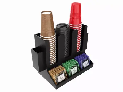 Coffee bar organizer cup sugar milk caddy 3D model