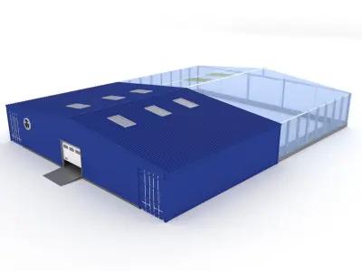 Industrial hangar and greenhouse 3D model