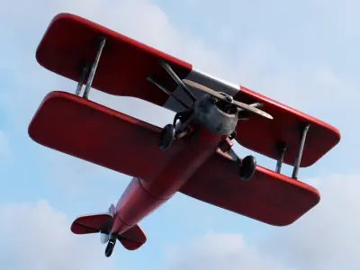 Modern Biplane Low-poly 3D model