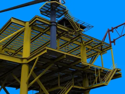 4 pile production platform Free 3D model
