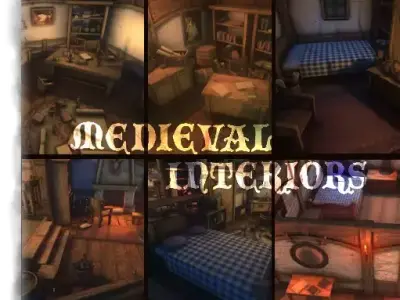 Top-Down Stylized Interiors Low-poly 3D model