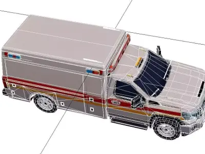 Low Poly Pickup Ambulance Emergency Vehicle PBR Texture Low-poly 3D model