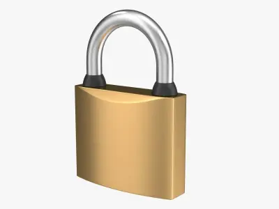 Padlock golden Low-poly 3D model