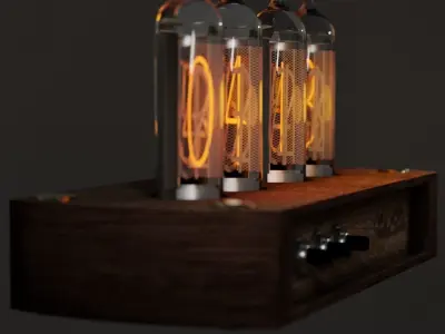Low Poly Nixie Tube Clock Low-poly 3D model