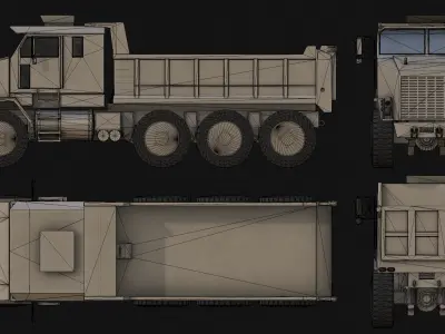 Military Dump Truck Low-poly 3D model