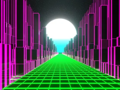 Synthwave Retrowave Vaporwave Animated Free 3D model