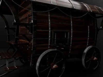 Vintage Horse Carriage Low-poly 3D model