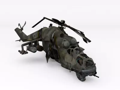 Aircraft Crashed Mi-24 Low-poly 3D model