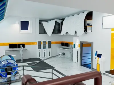 Modular SCI-FI Interior Serie B engineering room 3D model
