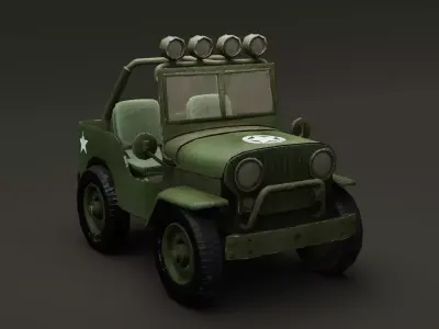 Jeep Cartoon  Low-poly 3D model